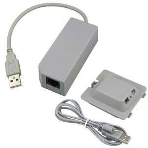  Network Adapter + Rechargeable Replacement Battery for Nintendo Wii
