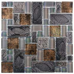   75 in Oasis Versailles Walnut Glass/ Ceramic Mosaic Tile (Pack of 10