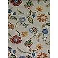 Hand Tufted White Floral Wool and Art Silk Area Rug (36 x 56) MSRP 