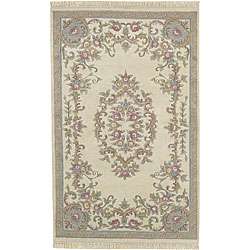 Hand knotted Beige New Zealand Wool Rug (26 x 14)  Overstock