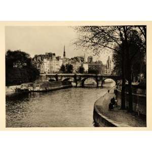  1927 Ile de la Cite Paris Seine River Bridge Hurlimann 