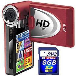 SVP T400 Red T400 R 8GB HD Camcorder and 8 GB Card  