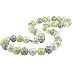   Sterling Silver Multicolor FW Pearl Necklace (9 10 mm)  Overstock