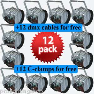 12 PAR64 LED RGB Stage lighting/Dj Lights DMX American Free Clamps+Dmx 