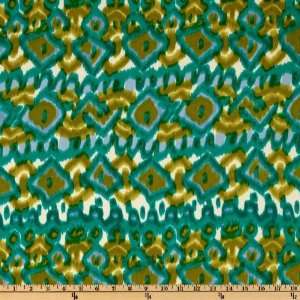  44 Wide Ikat Crepe De Chine Lime/Turquoise Fabric By The 