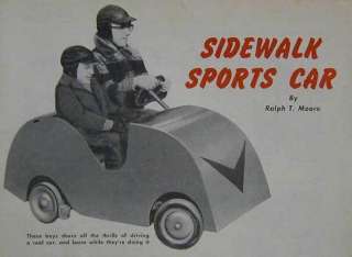 Sidewalk Sports Car 2 Seater Go Kart 1955 How To PLANS  