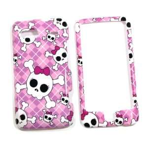  Pink Cross Checker Plaid with White Punk Girl Skull HTC T 