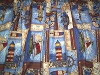 LIGHTHOUSE BOATS NAUTICAL VALANCE TIERS CAFE CURTAINS  