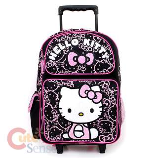   Roller Shcool Bag Black Pink Glittering Face Rolling Backpack 1