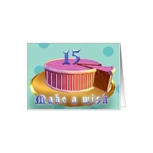  15th Birthday make a wish Pink cake polka dot stripes single layer 