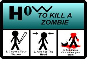 Funny Fridge Magnet How To Kill A Zombie 3x2 Rounded  