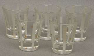 Set/5 Vtg ANCHOR HOCKING VERTICAL STRIPE SHOT GLASSES  