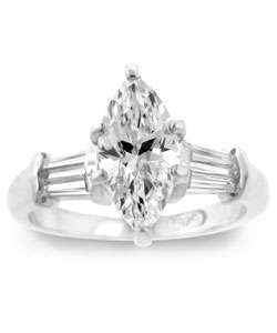 Sterling Silver Marquise CZ Engagement Ring  Overstock