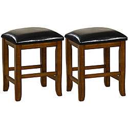 Mission style 18 inch Oak Dining Stools (Set of 2)  