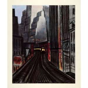  1945 Print Third Avenue El New York City Train Victor De 