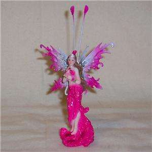 Fairy in Pink Holding Pink Rose Fairy Figurine  