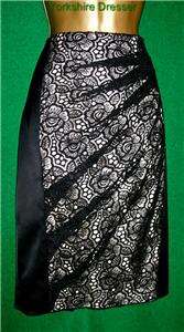 New KAREN MILLEN Black Lace Satin TUXEDO Skirt  Uk 8 16  