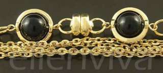   Beads Multi Chain Bracelet Jewelry Black and Gold Tone bt163gd  