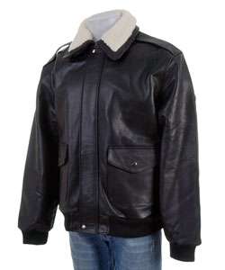 Amerileather Mens Black Leather Bomber Jacket  