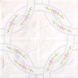 Stamped White Wedding Ring Quilt Blocks (Set of 6)  