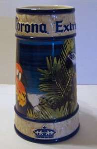   Tropical Ceramic Corona Beer Stein Mug With Parrot Handle  
