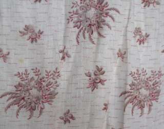 1850s Semi Sheer White Cotton Gauged Skirt Flowers & Leaves Print 