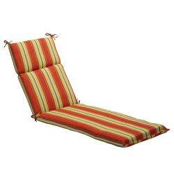   Orange/ Yellow Striped Outdoor Chaise Lounge Cushion  