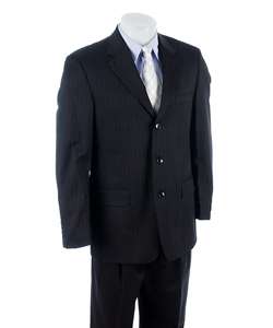 Andrew Fezza Mens Charcoal Pinstriped Suit  