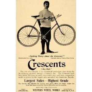 1895 Ad Western Wheel Works Crescent Sky High Bicycle 