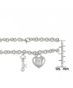 Sterling Silver Chunky Heart Lock and Key Bracelet  