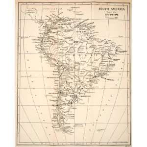  Print Map South America Pacific Atlantic Ocean Coast Brazil Bolivia 