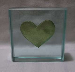  Heart Glass Paperweight Signed  