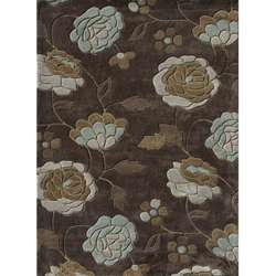 Hand tufted Chalice Brown/ Aqua Floral Rug (79 x 99)  Overstock