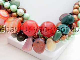 Fresh Water cultured pearl, round green and brown pearl, fancy jasper 