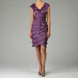 London Times Womens Purple Shutter Pleat Dress  Overstock