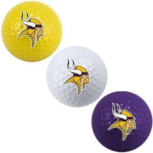  Minnesota Vikings 3 Pack Team Color Golf Balls Sports 