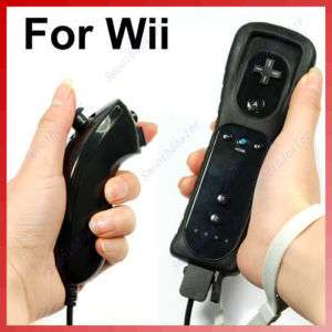 Remote Controller+Nunchuck+Case For Nintendo Wii Black  