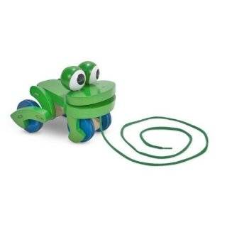   : Melissa & Doug Deluxe Wooden Frolicking Frog Pull Toy: Toys & Games