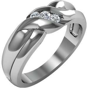 MENS 0.10 CT WOVEN 3 STONE DESIGN WEDDING RING SOLID .925 STERLING 