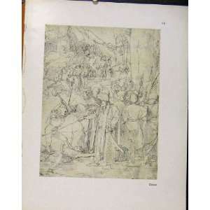    German Drawings Sketch Of Men At Battle C1923 Durer