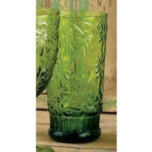 Green Fleur de Lis Glass Tumbler 