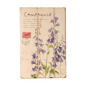   Imports Floral Periwinkle Blue Campanule Wooden Wall Plaque Home