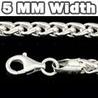   ** Mens 36 Inch .925 Silver Wheat Chain 5.5mm Basket Rope Necklace