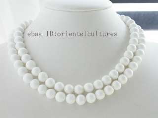 Noble 2strands 10mm white Coral Necklace  
