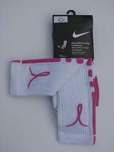 Nike Elite Running Basketball Breast Cancer Crew White / Pink Socks 