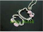 HOT CUTE hello kitty crystal folding necklace pink L59  