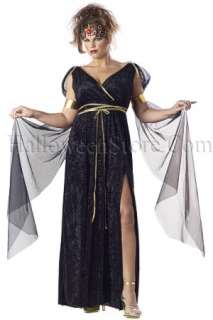 Medusa Plus Size Adult Costume includes crushed velvet dress, armbands 