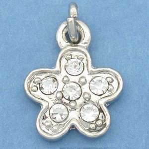  Chinese Crystal Flower Spring Ring Charm White Plated 12 