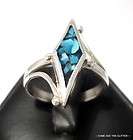   Inlaid Blue Turquoise Pre owned 925 Sterling Silver Estate Ring