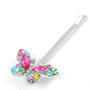   Quality Dazzling Butterfly Hair Clip with Multi color CZ (1pc) (2225